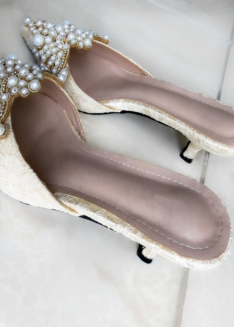 Anna Pearl Embellished Kitten Heel